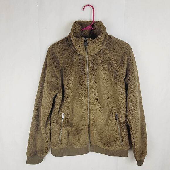 Athleta Tugga green full zip sherpa teddy jacket Size Small Active Warm Cozycore - Picture 1 of 8